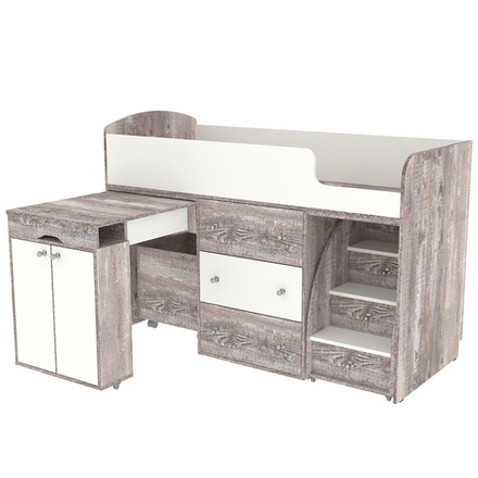 Кровать-чердак КарИВи Малыш Бетон Белый