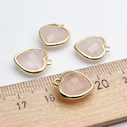 Подвеска Сердце, розовый кварц, цвет золото, размер около 14*13 мм, цена за 1 шт