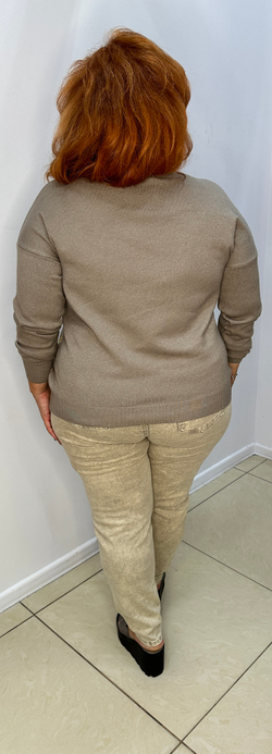 Бежевые брюки(варенки) на резинке в поясе