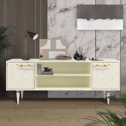 Тумба под ТВ Арт Колор leaves 155см Классик Голд Кремовый белый