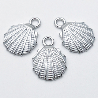 Подвеска Ракушка, цвет серебро (родий) + светлое серебро, размер 18*13 мм, цена за 1 шт а