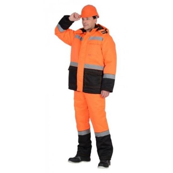 Костюм зимний "Магистраль-Ультра" полукомбинезон (оранжевый/черный)