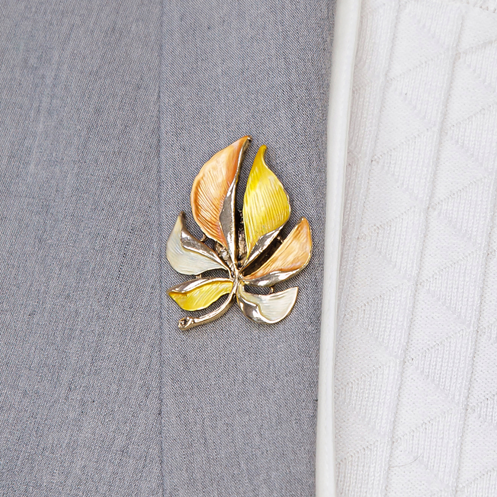 Брошь Shadore Лист резной XZ0863.10 BR/G