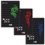 Тетрадь А4, 96 л., BRAUBERG, гребень, клетка, выборочный лак, "БЛЭК ДЖЭК", 401854