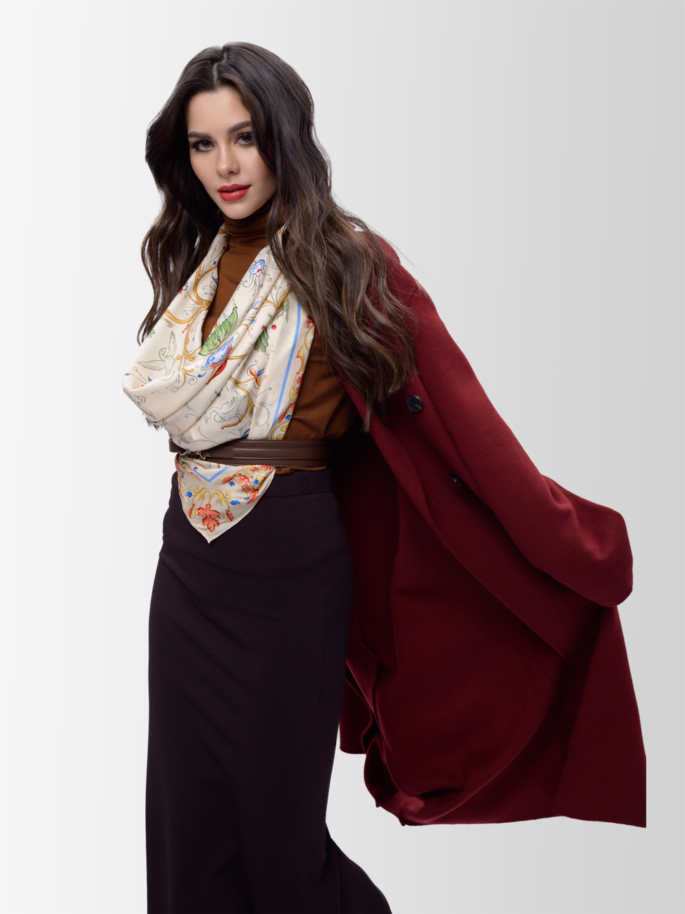 Платок «Зачатьевская роспись. Райский сад» 100% шёлк