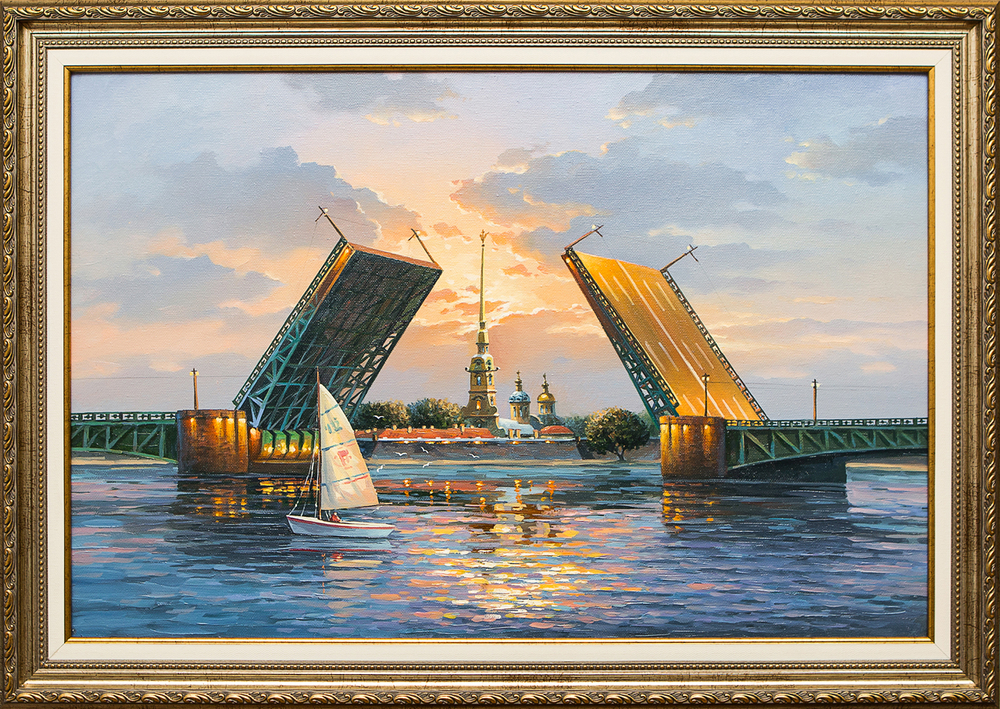 Картина маслом "Дворцовый мост" Гафиатуллин