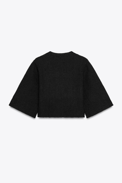 ZARA КАРДИГАН С РЕЛЬЕФНОЙ ПУГОВИЦЕЙ, ЧЕРНЫЙ