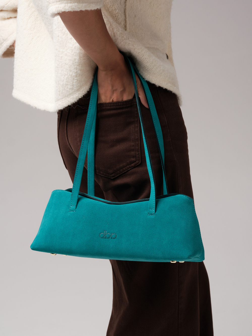 Женская замшевая сумка DBR 31127 зеленый изумруд