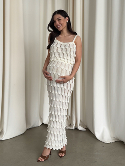 Комплект вязаный, топ на лямках и ажурная юбка