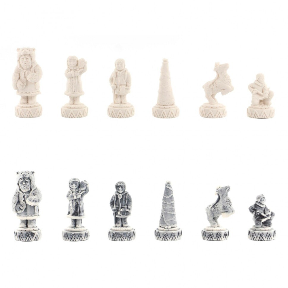 Шахматы "Северные народы" из мрамора 36,5х36,5 см G 119838