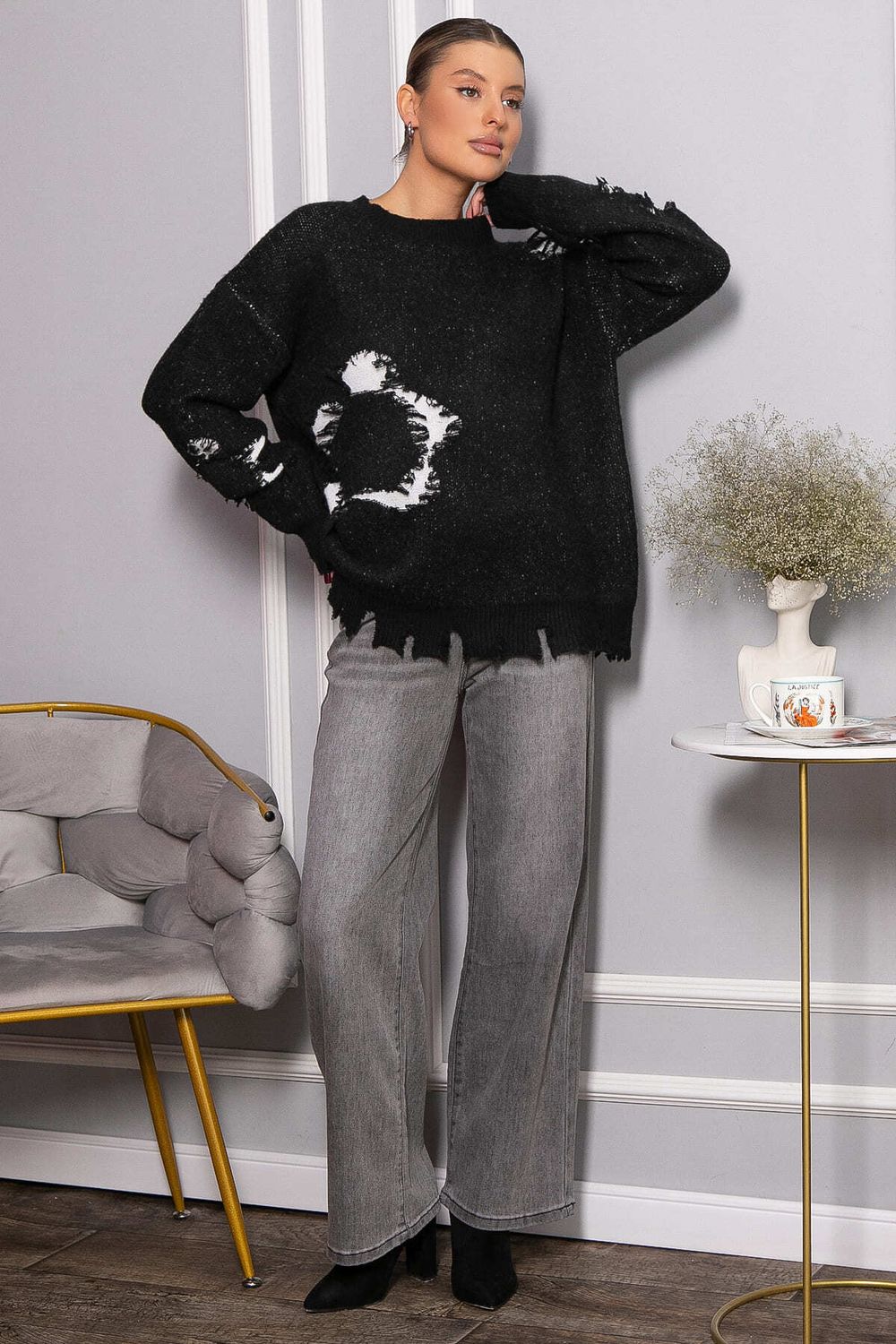 Свитер рваный Наиль (черный) Б14419-13М LT Collection