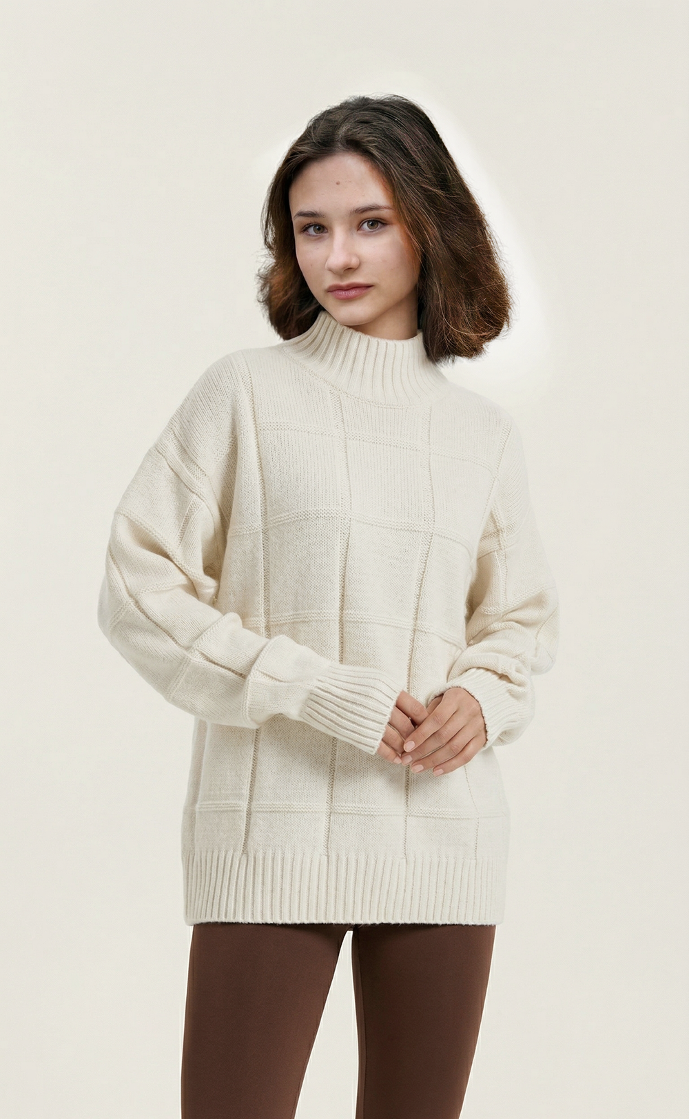 Джемпер женский квадраты Т144-02 молочный