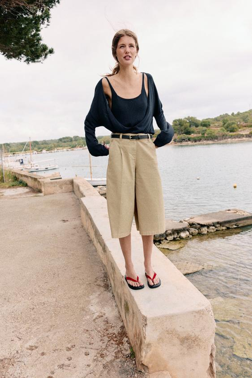 ZARA ДЛИННЫЕ БЕРМУДЫ С РЕМНЕМ, РЫЖЕВАТО-КОРИЧНЕВЫЙ