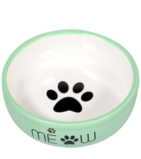 Mr.Kranch Миска керамическая для кошек MEOW 380 мл, зеленая