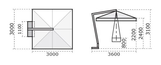 Зонт профессиональный Palladio Braccio 3000 слоновая кость Италия