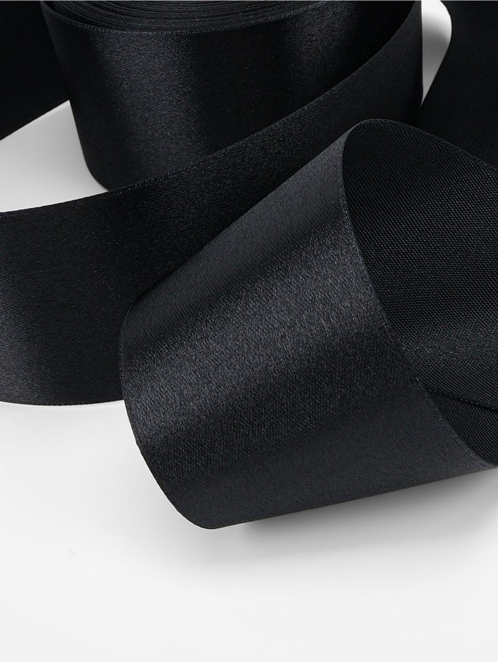Лента атласная 5 см х 22.86 см черная, 1 шт