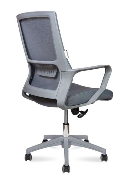 Кресло офисное Норден / Макс LB грэй / Max LB grey / серый пластик / серая сетка / серая ткань