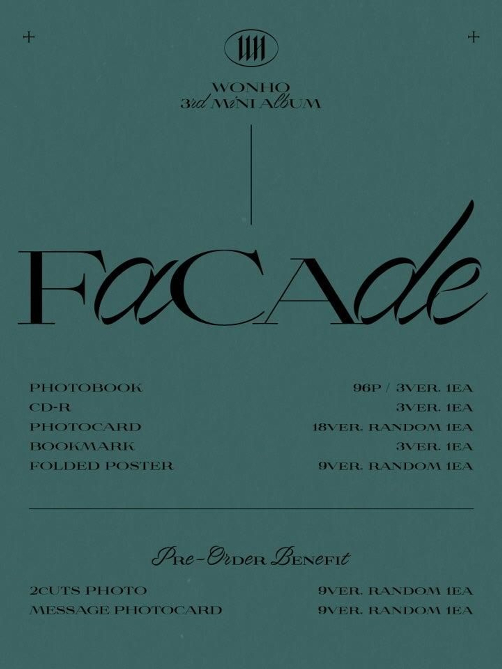 Альбом WONHO - FACADE 3rd Mini Album 3 Version SET