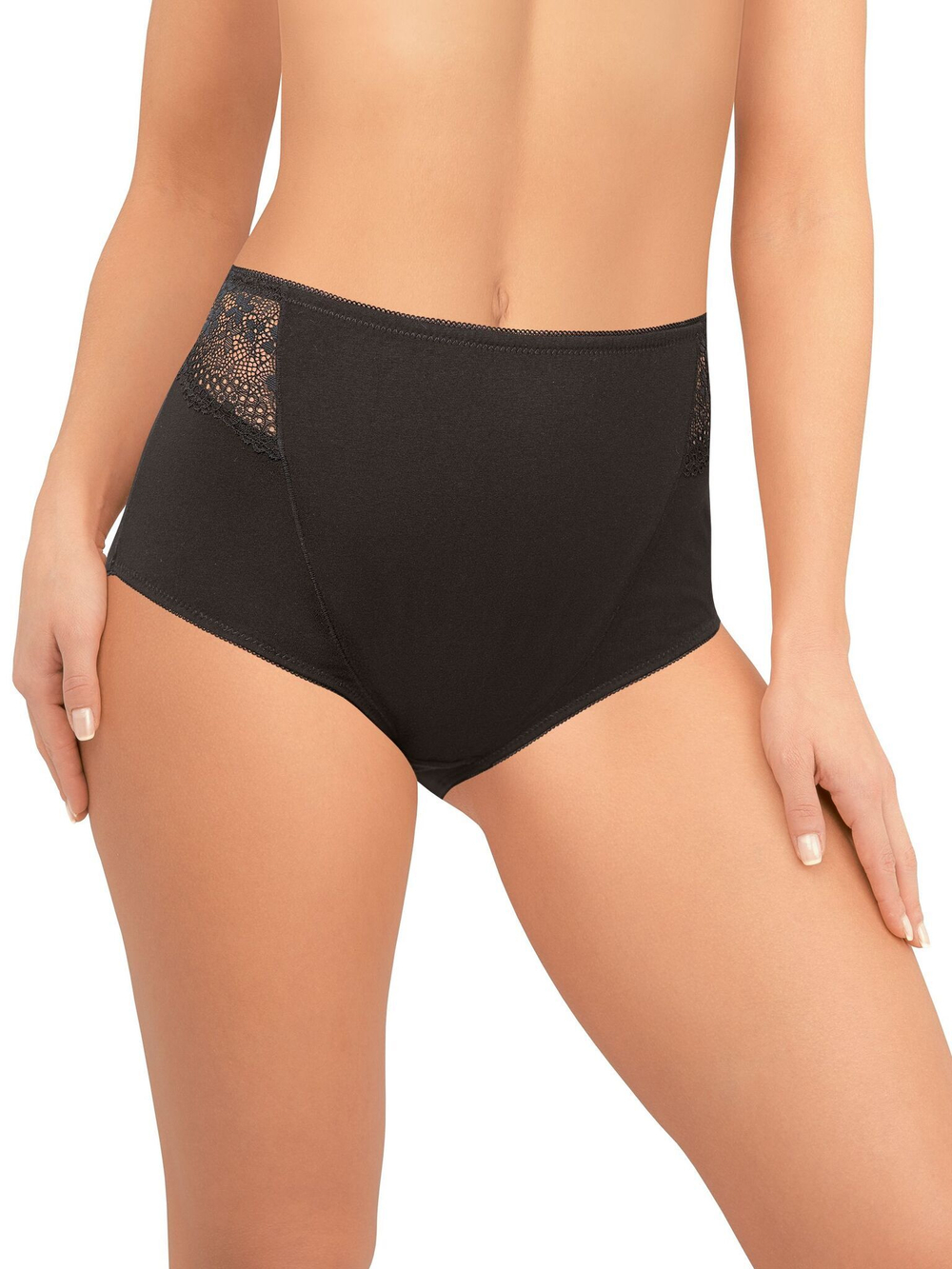 Хлопковые трусики-слипы с завышенной линией талии (Размер: L) (Цвет: белый)