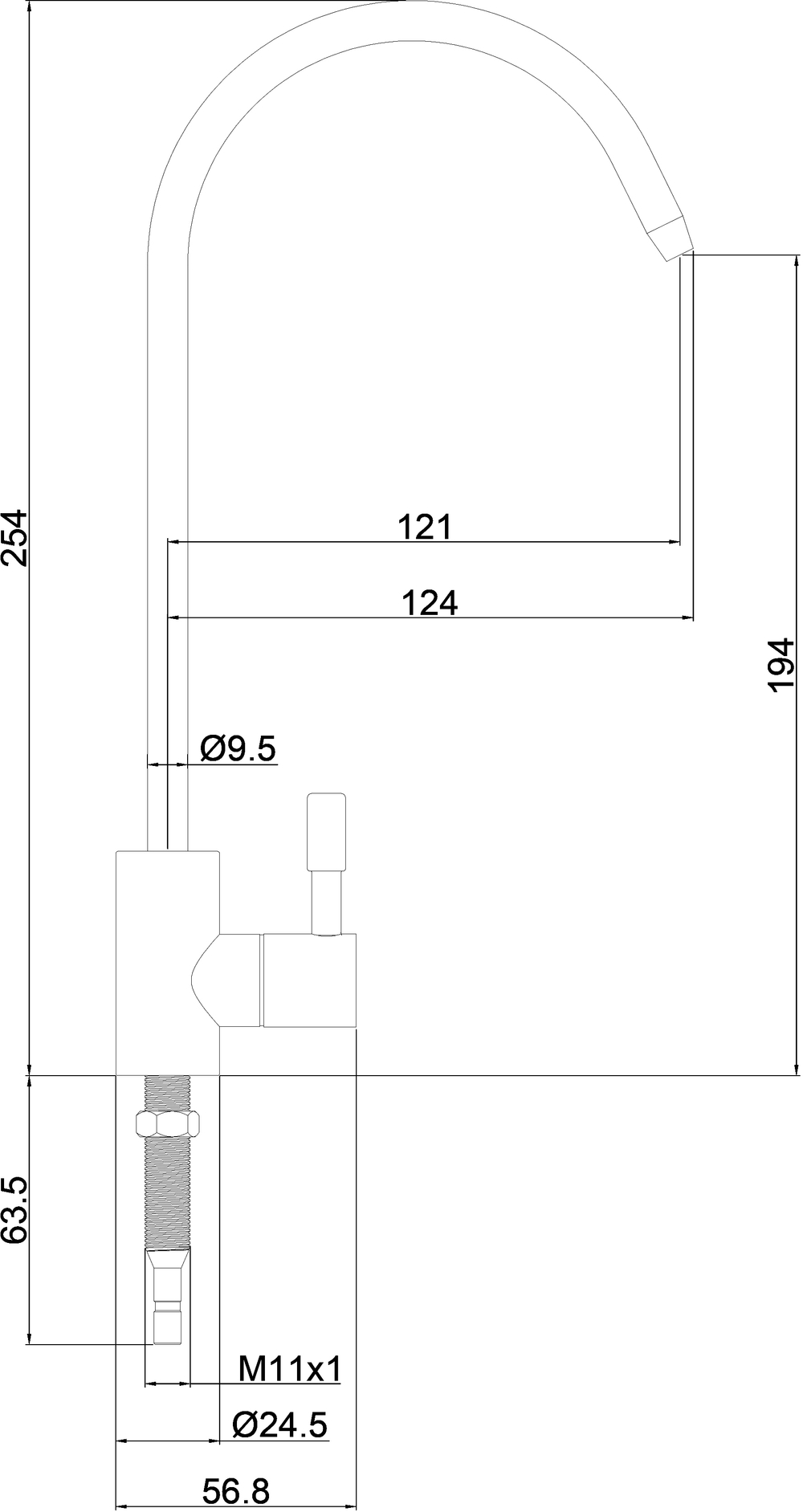 Кран STWORKI Эстерсунд S31090BK матовый черный