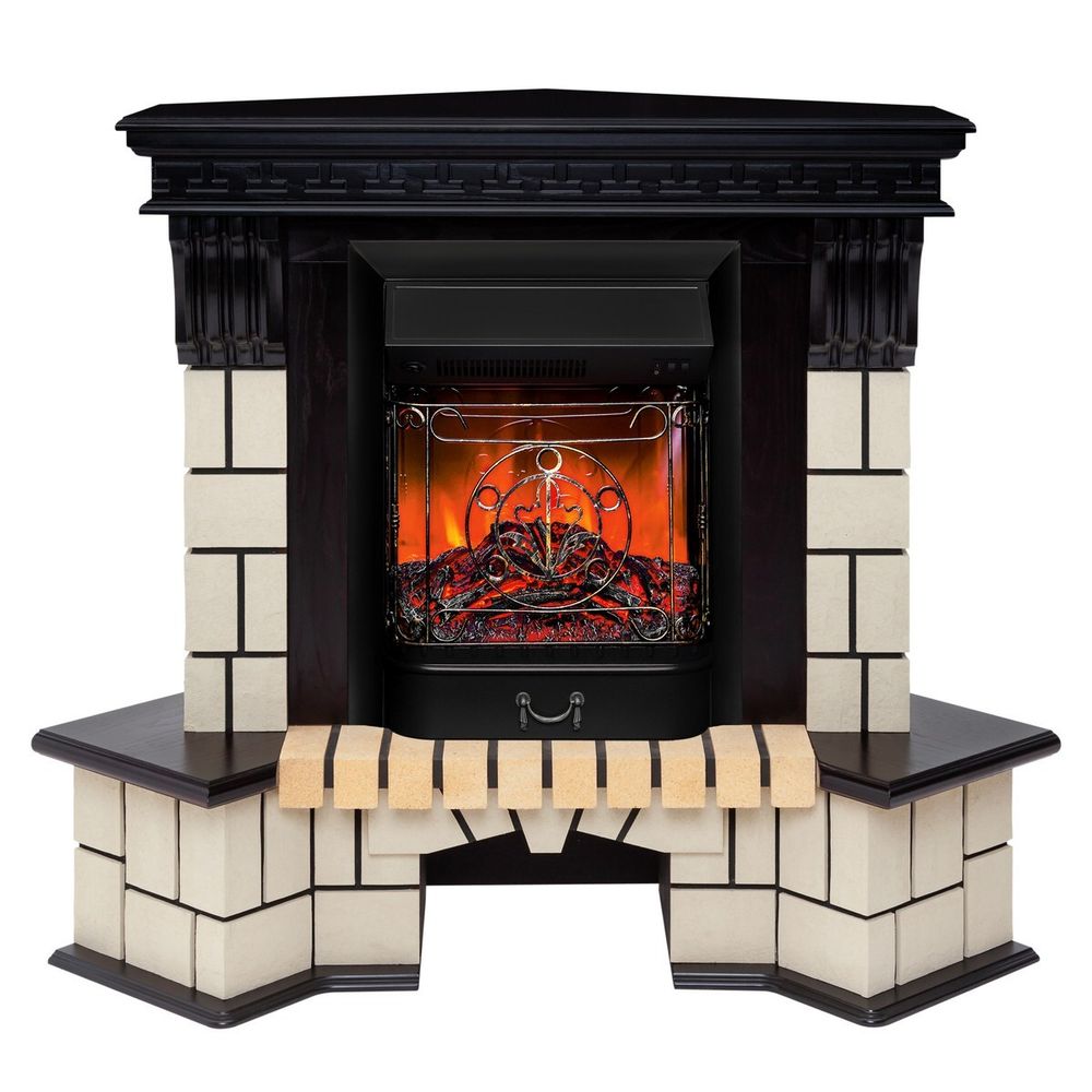 Электрокамин RealFlame Stone Corner STD AO античный дуб с очагом Majestic Lux Black