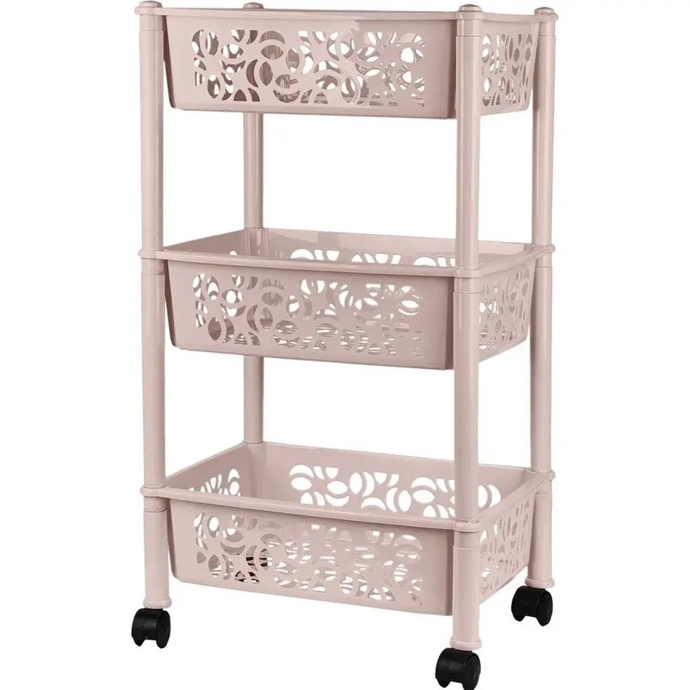 Этажерка Keeplex Light на колесиках трехсекционная прямоугольная 37х16см бежевый топаз