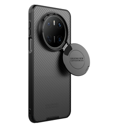 Чехол прозрачный тонированный (Transparent Black) от Nillkin с металлической откидной крышкой для камеры на Huawei Mate 70, серия CamShield Prop Case