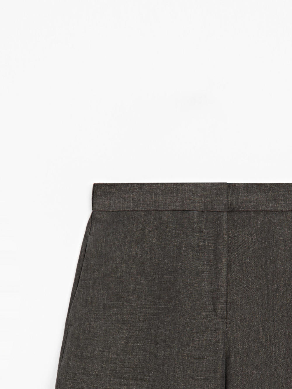 Massimo Dutti Льняные брюки бочкообразного кроя, шоколадный