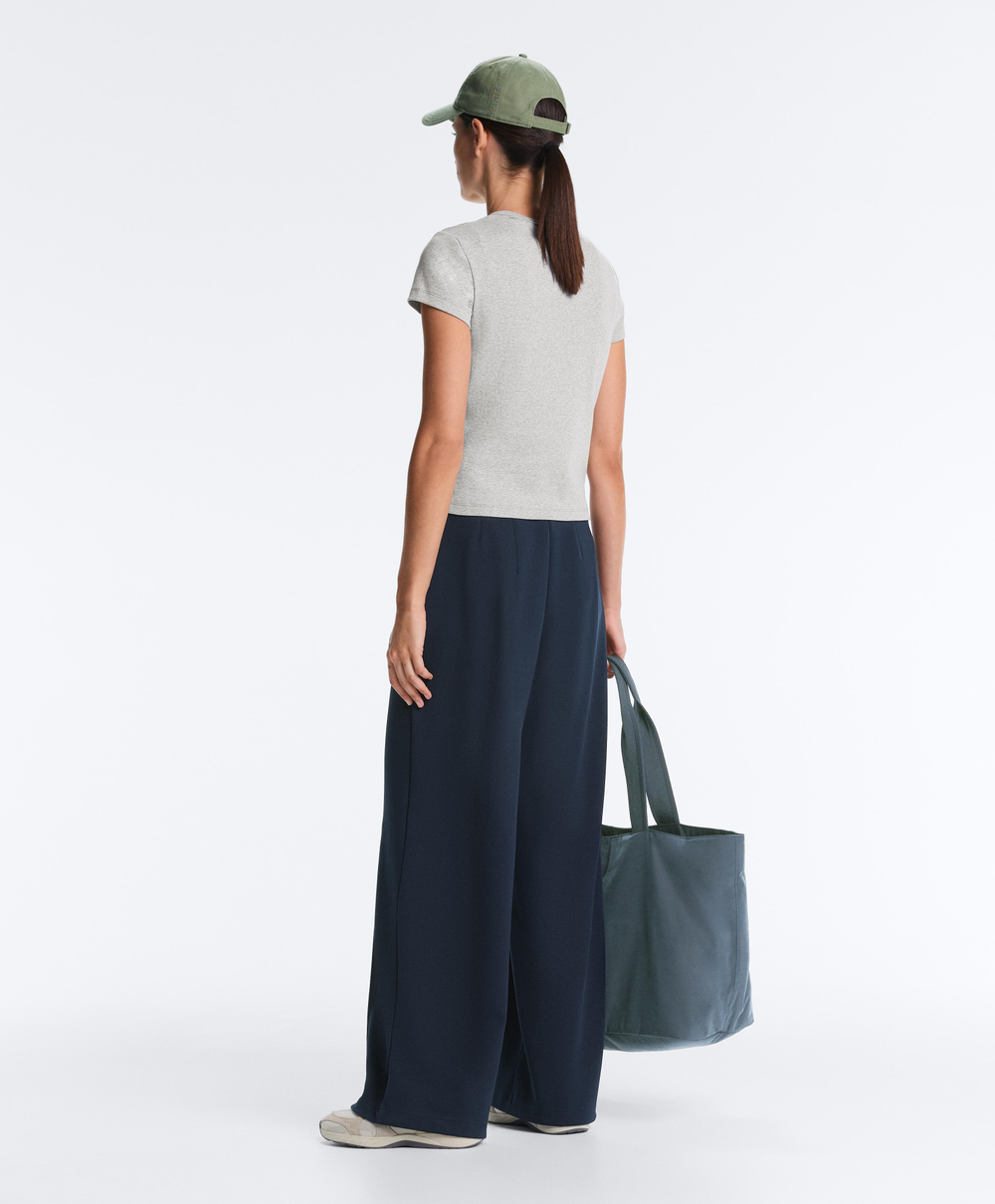 Oysho Футболка Rib Fit из смесового хлопка, серый меланж