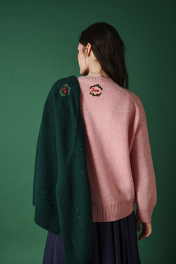 Пуловер "Бенгальские огни" из кашемира с мериносом розового цвета и золотыми пайетками ПРЕДЗАКАЗ