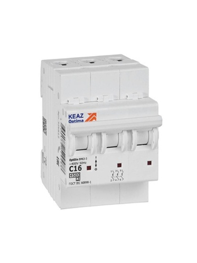 Выключатель автоматический модульный OptiDin BM63-3C16-4.5-УХЛ3 КЭАЗ 326812