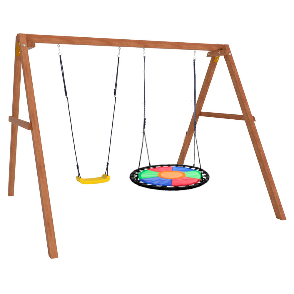 Деревянные качели с разноцветным гнездом Свиби