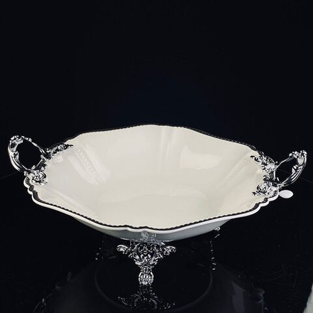 Lenardi 205-905 Глубокое блюдо 30,5см на ножках с ручками ATLANTIS в под.уп.(х6)Фарфор