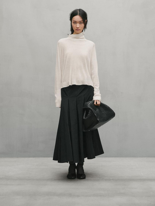 Massimo Dutti Свитер из тонкого трикотажа, натуральный, кремовый