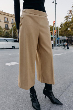 ZARA БРЮКИ-КЮЛОТЫ С ПУГОВИЦАМИ, РЫЖЕВАТО-КОРИЧНЕВЫЙ