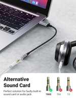 Кабель USB 2.0 на Audio 3.5mm, Mic & Ear, 4-pol OMTP/CTIA, UGREEN 30757