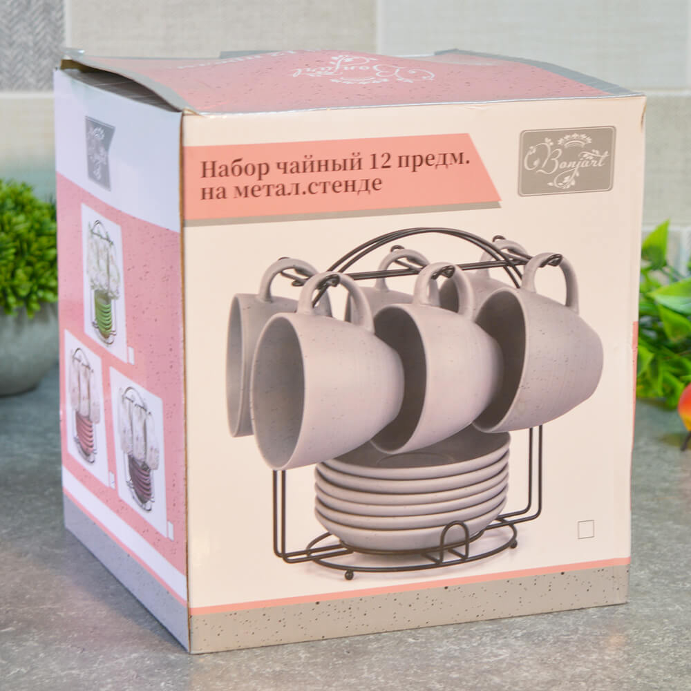 Чайный набор 12 предметов 240мл на подставке, 202385