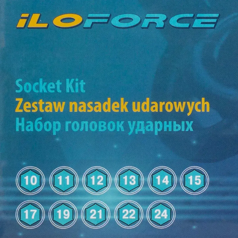 Набор головок ударных глубоких 11пр.1/2''(6-гр.)(10-15,17,19,21,22,24),в кейсе ILOforce IF-4117-5MPB