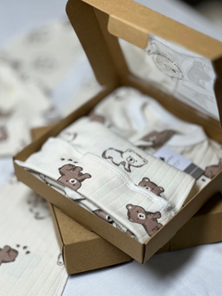 Набор "Мишка Топтыжка" (Пеленальный кокон + Шапочка Узелок)