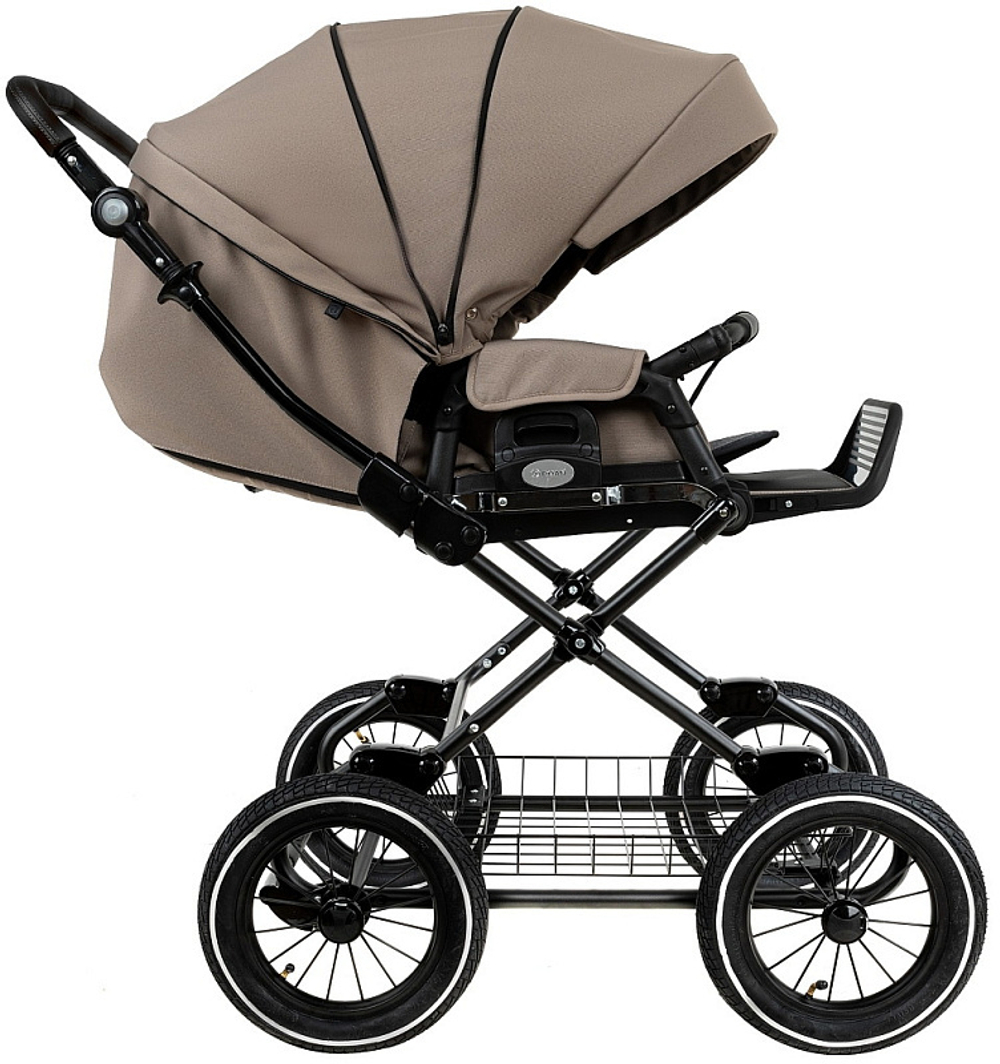 Детская коляска Roan Bass Next Classic d12 2.0 3 в 1 с автокреслом Tutis Elo Black BNC/80/2 Hazel/Black/руч.Black