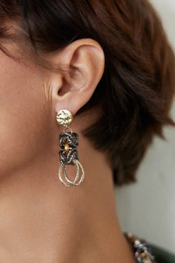 HMG 1132 G Серьги королевское плетение арт.0790