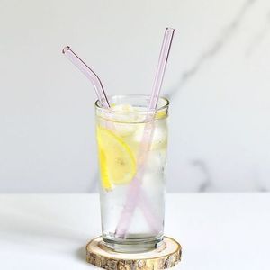 Трубочка стеклянная изогнутая розовая