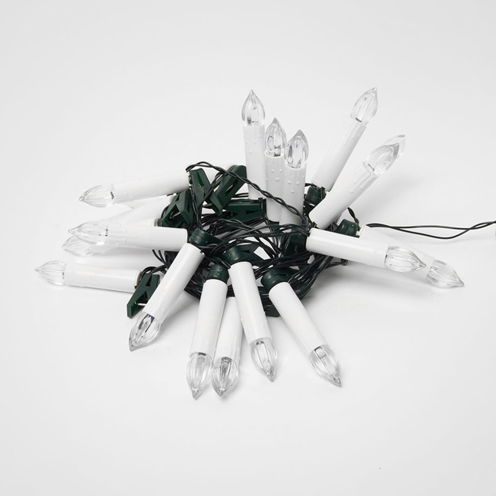 ULD-S0400-020-SGA WARM WHITE IP20 CANDLES Гирлянда светодиодная Свечки. 4м. 20 светодиодов. Теплый белый свет. Постоянное свечение. Провод зеленый. ТМ Uniel