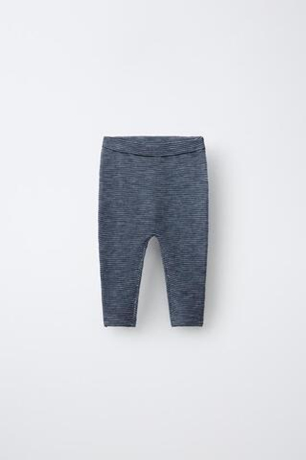 ZARA ТРИКОТАЖНЫЕ БРЮКИ В ПОЛОСКУ, ВЫЦВЕТШИЙ СИНИЙ