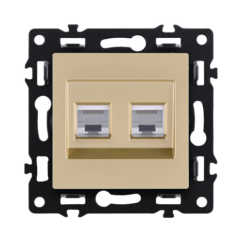 Розетка двойная Ethernet RJ45 Cat.6, золотой Kollinger Asthetik AS-018GD