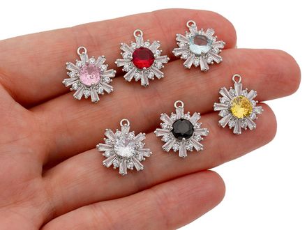 Подвеска с черными стразами, 16,5мм