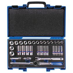 KING TONY (3533MRV) Набор торцевых головок с принадлежностями 3/8", 6-гранные, 7-24 мм, 33 предмета