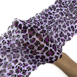 Кружево эластичное леопардово-фиолетовое 16 см