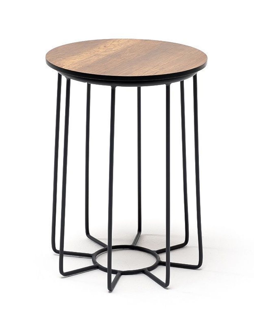 "Эквадор" журнальный стол из HPL круглый Ø40 H55, каркас из алюминия темно-серый (RAL 7024) муар, цвет столешницы "серый гранит"