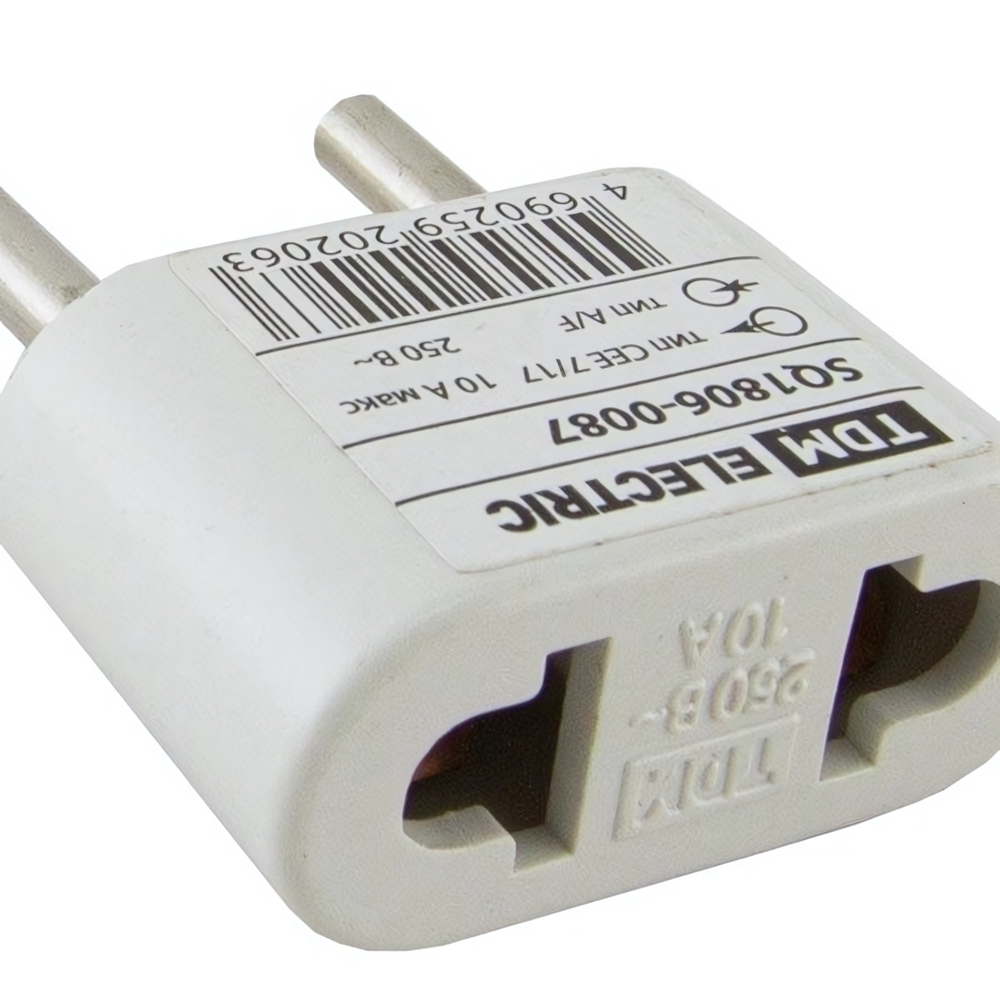 Переходник плоский белый 10А 250В TDM